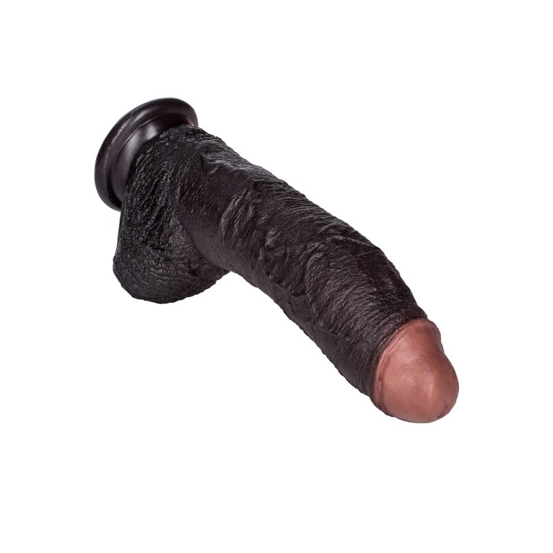 Zagięty sztuczny penis z przyssawką żylasty19 cm